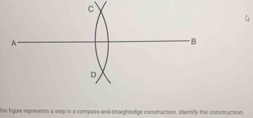 his figure represents a step in a compass-and-straightedge construction. Identify the construction.