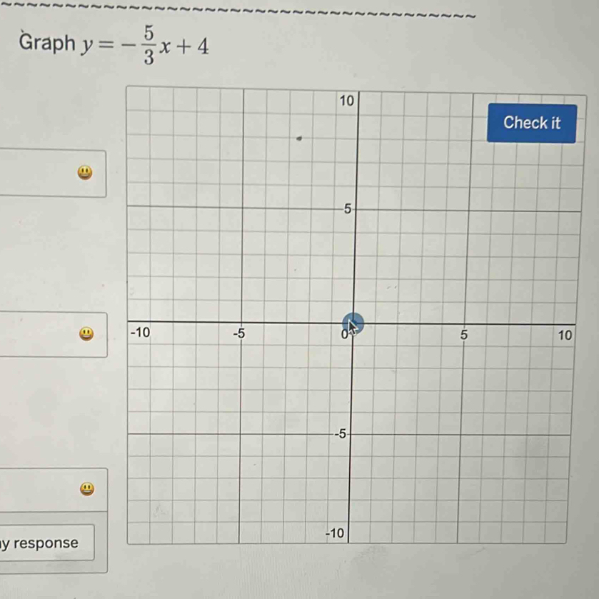 Graph y=- 5/3 x+4
0
y response