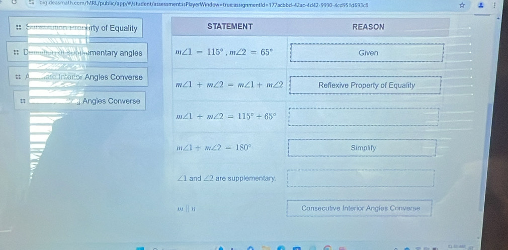 ☆
:: Sunsuration Propurty of Equality
Desntion of supplementary angles
A mate Interior Angles Converse
:; Angles Converse