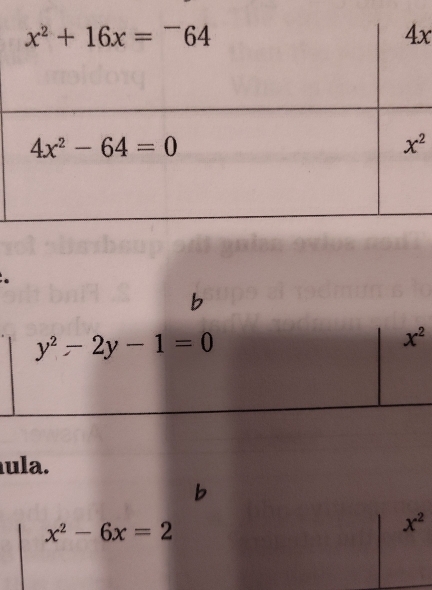 y^2-2y-1=0
x^2
ula.
x^2-6x=2
x^2