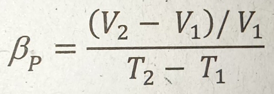 beta _p=frac (V_2-V_1)/V_1T_2-T_1