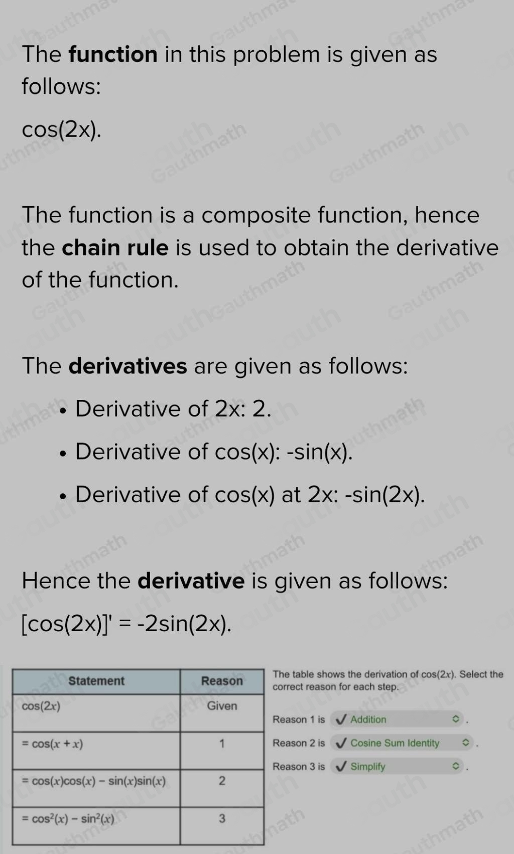 Solved: verrying a Double Angie ldentity table shows the derivation of ...