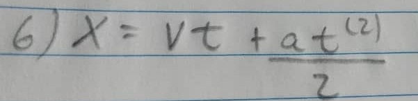 x=vt+ at^((2))/2 