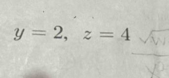 y=2, z=4