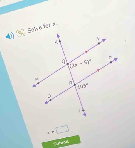 ) Solve for x.
x=□
Submit