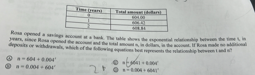 Solved: Rosa opened a savings account at a bank. The table shows the ...