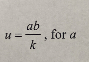 u= ab/k  , for a