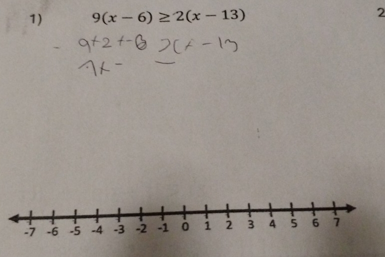 9(x-6)≥ 2(x-13) 2