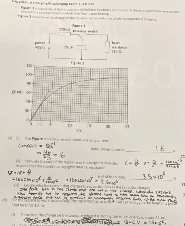 Solved: Capacitance Charging/Discharging exam questions 1 Figure 1 ...