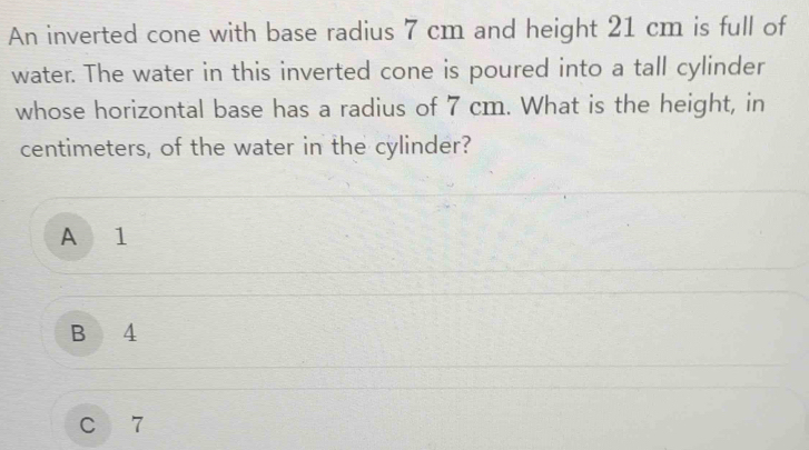 Solved: An inverted cone with base radius 7 cm and height 21 cm is full ...