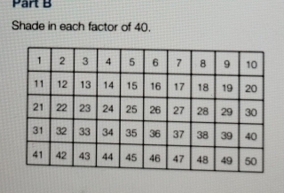 Shade in each factor of 40.