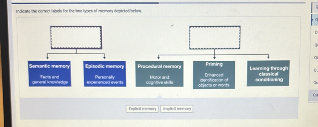 Solved: Indicate the correct labels for the two types of memory ...