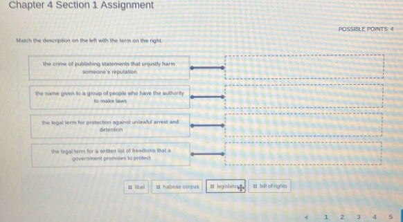 Solved: Chapter 4 Section 1 Assignment POSSIBLE POINTS: 4 Match the ...