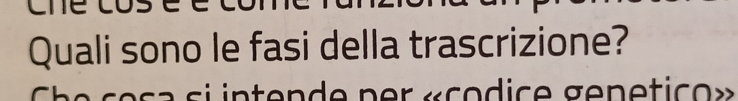 Quali sono le fasi della trascrizione? 
s a si intende per «codice genetico »