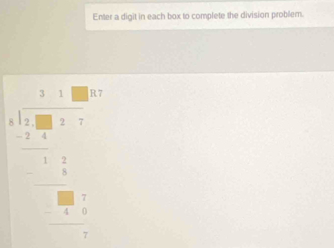 Enter a digit in each box to complete the division problem.
frac beginarrayr 1.15 -2endarray beginarrayr 1endarray 18.0□ □  -1 100 -□ endarray 