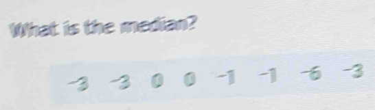 What is the median?
-3 3 0 0 -1 1 - -3