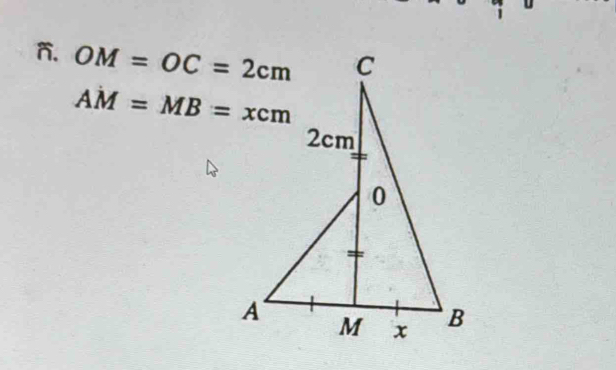 OM=OC=2cm
AM=MB=xcm