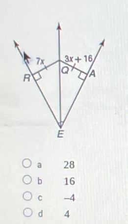 a 28
b 16
C -4
d 4