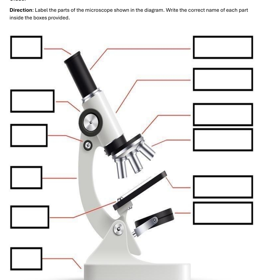 Solved: Direction: Label the parts of the microscope shown in the ...