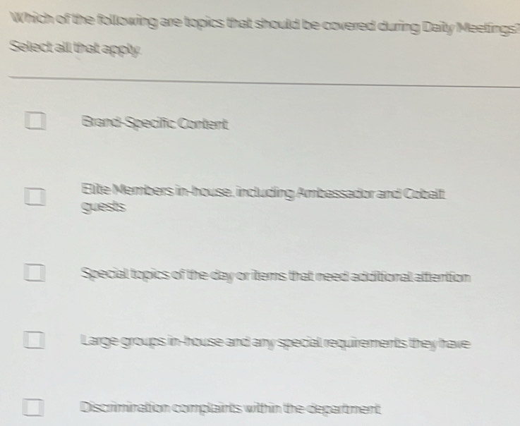 Solved: Which of the following are topics that should be covered during ...