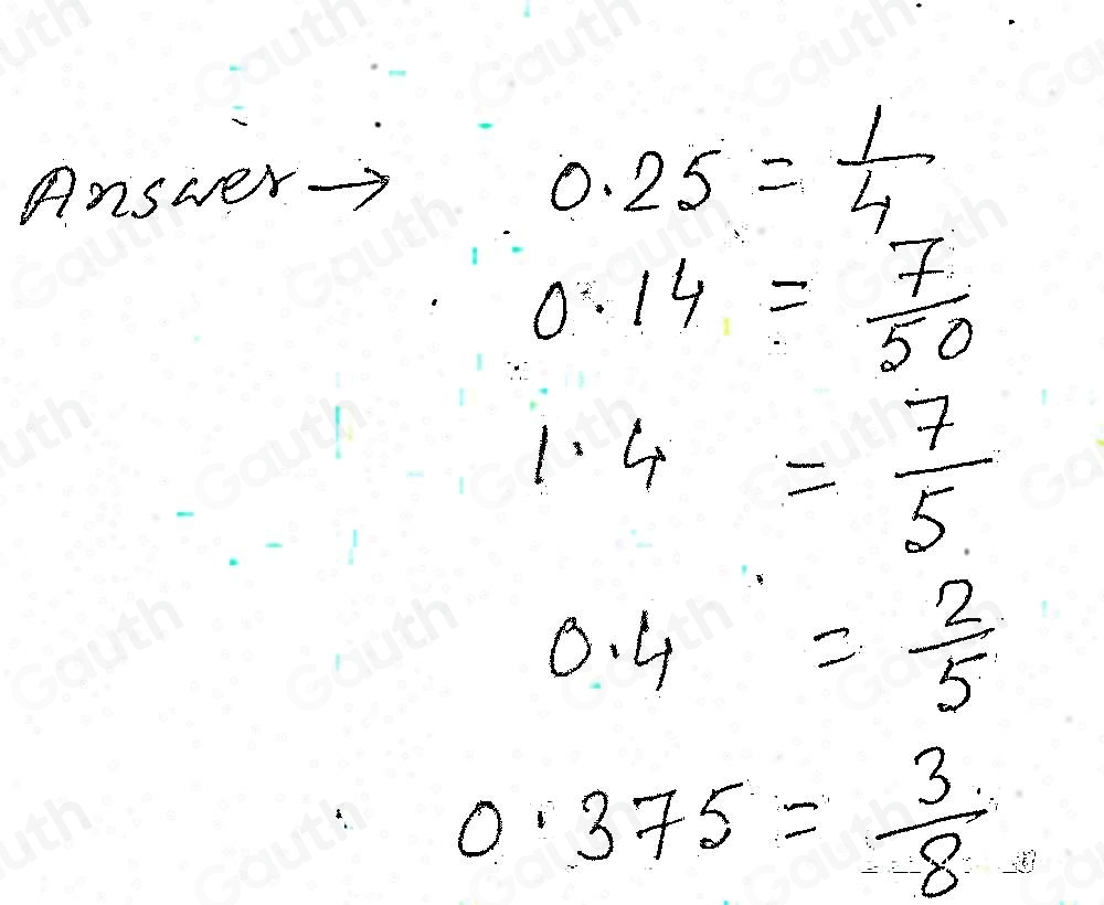 Solved: Match each decimal with its equivalent simplified fraction ...
