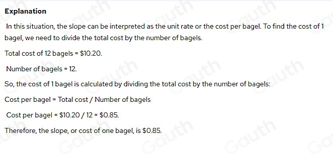Solved: A platter of 12 bagels at a bakery costs $10.20. The cost of 1 ...