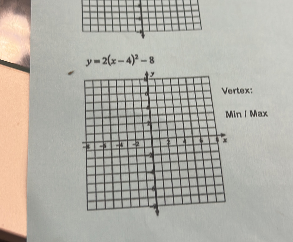 y=2(x-4)^2-8
tex: 
n / Max