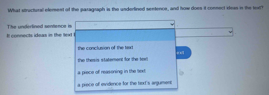 Solved: What structural element of the paragraph is the underlined ...