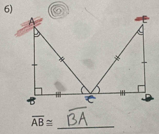 overline AB≌