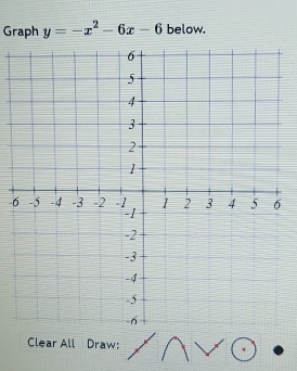 Graph y=-x^2-6x-6 below. 
- 
Clear All Draw: