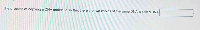 The process of copying a DNA molecule so that there are two copies of the same DNA is called DNA □ .