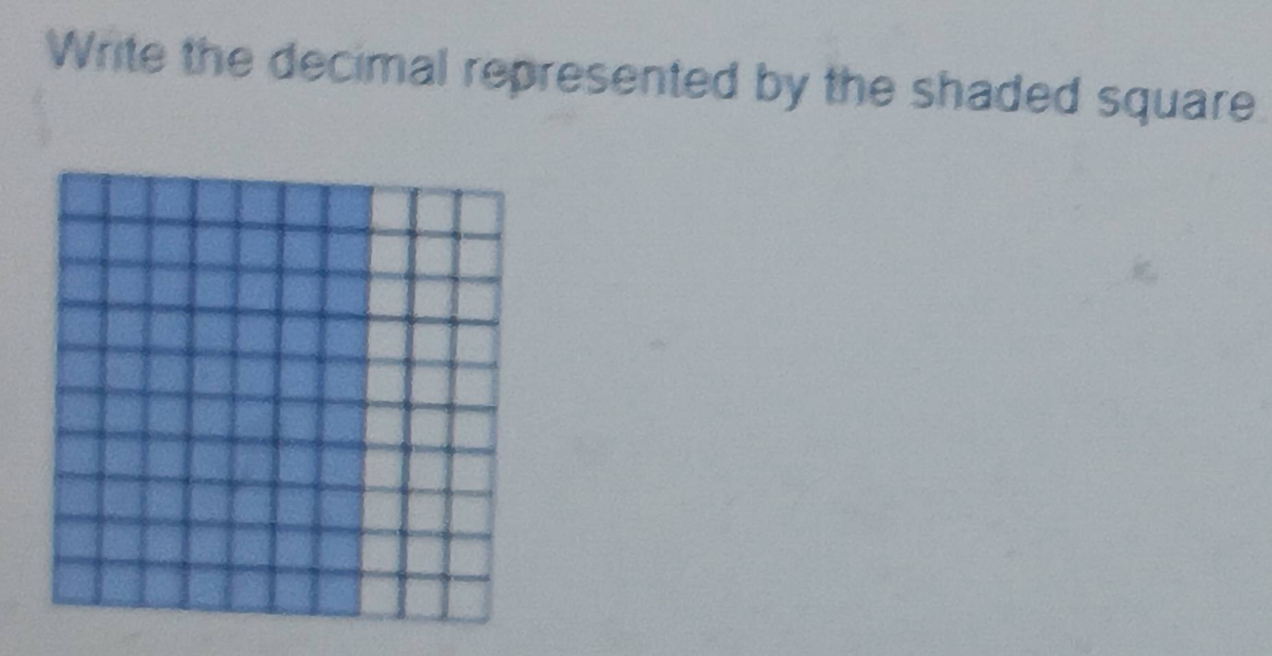 Write the decimal represented by the shaded square