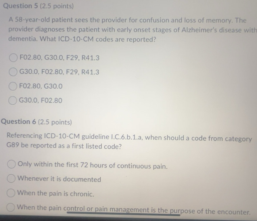 Solved: A 58-year-old patient sees the provider for confusion and loss ...
