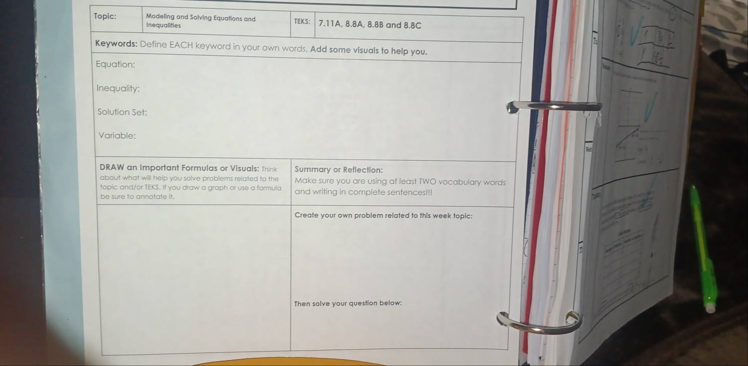 Topic: Modeling and Solving Equations an