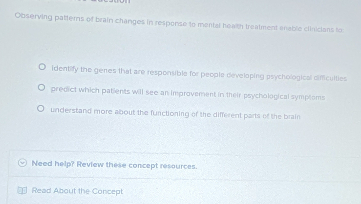 Solved: Observing patterns of brain changes in response to mental ...