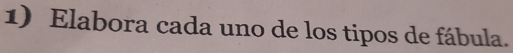 Elabora cada uno de los tipos de fábula.