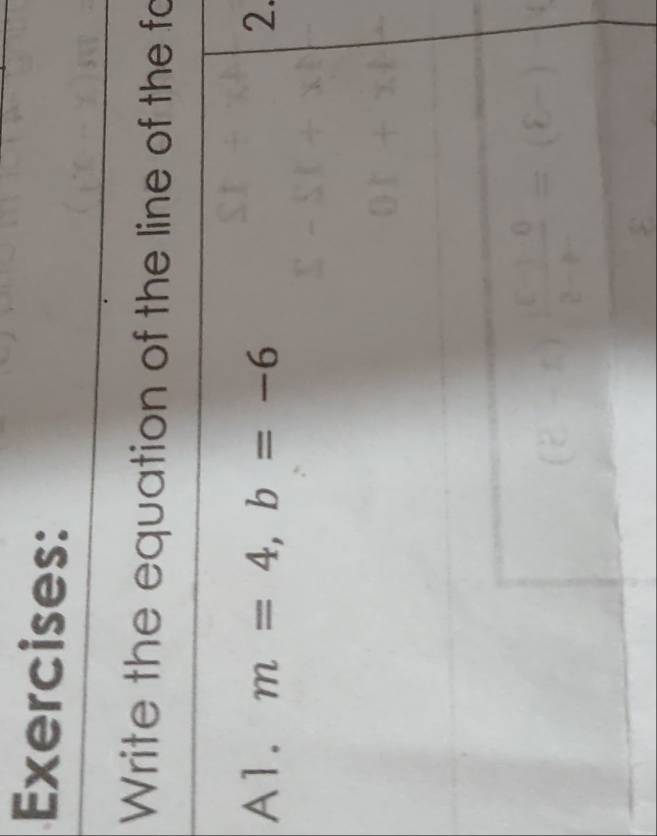 Write the equation of the line of the fo
A.