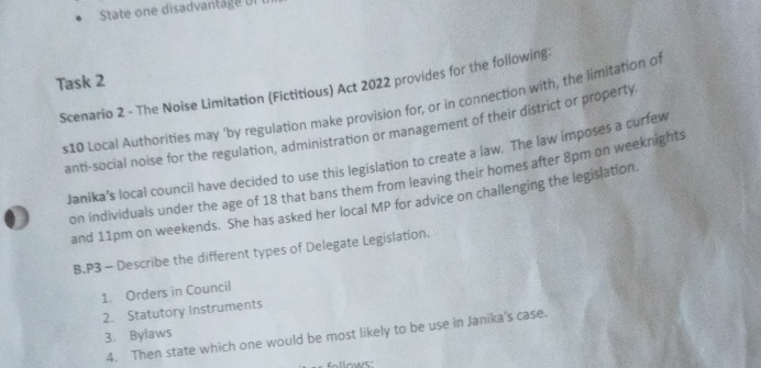 Solved: Task 2 Scenario 2 - The Noise Limitation (Fictitious) Act 2022 ...
