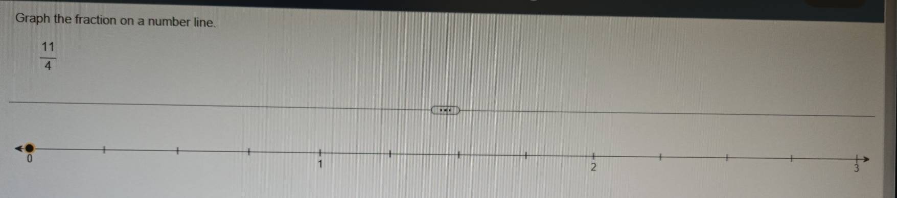 Graph the fraction on a number line.
 11/4 