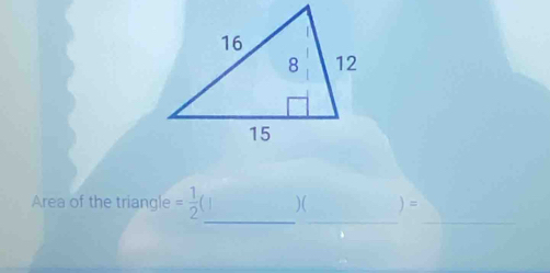 Area of the triangle = 1/2  )( ) =