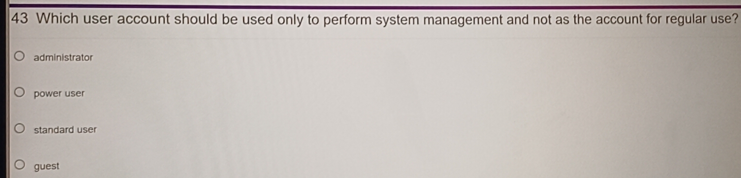 Solved: Which user account should be used only to perform system ...