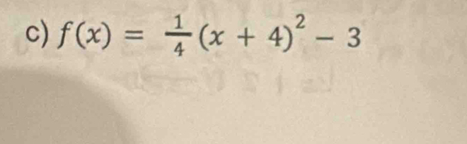 f(x)= 1/4 (x+4)^2-3