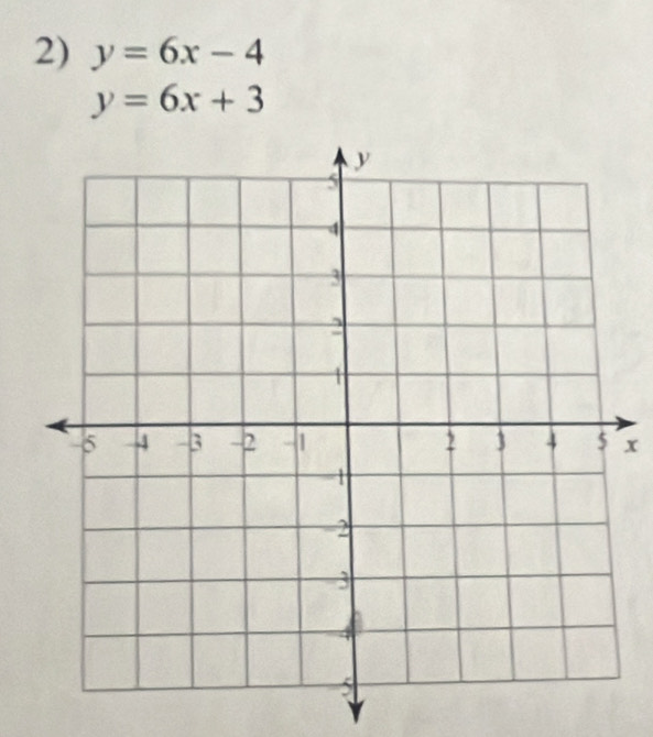 y=6x-4
y=6x+3
x