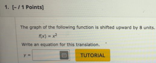 Solved: [- / 1 Points] The graph of the following function is shifted ...