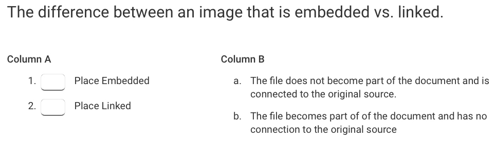 Solved: The difference between an image that is embedded vs. linked ...