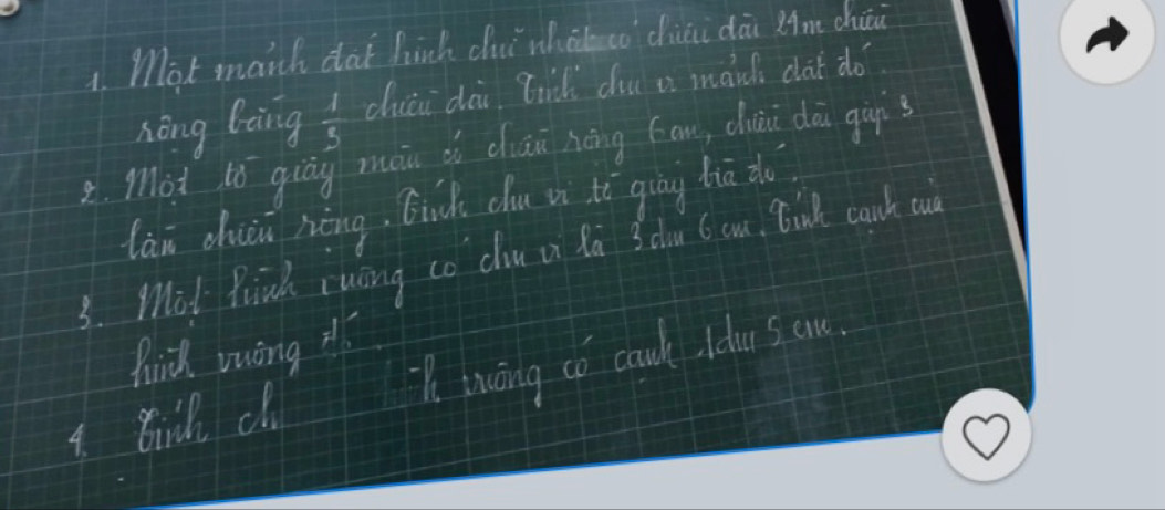 Mat march daf hich chi whàlco chini dāi xim chuāi 
hōng bong  1/5  chiái dài. Brck du a manh dat do 
z. Mot ló giāg mài dù cuu hōng fou, ciui dāi guns 
làn chuāu hōng, Gih chu vi tò giāg tiā d 
3. Mil Pink ruong co dou a Xa 3clou 6 on. Bink cank cu 
fid vwong i 
4. Bih cl17. loing co caul lour s cm