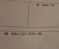 4(3x+5)+2(7x-8)