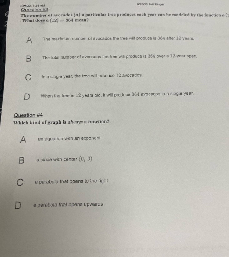 Solved: 9/26/23, 7:34 AM 9/26/23 Bell Ringer Question #3 The number of ...