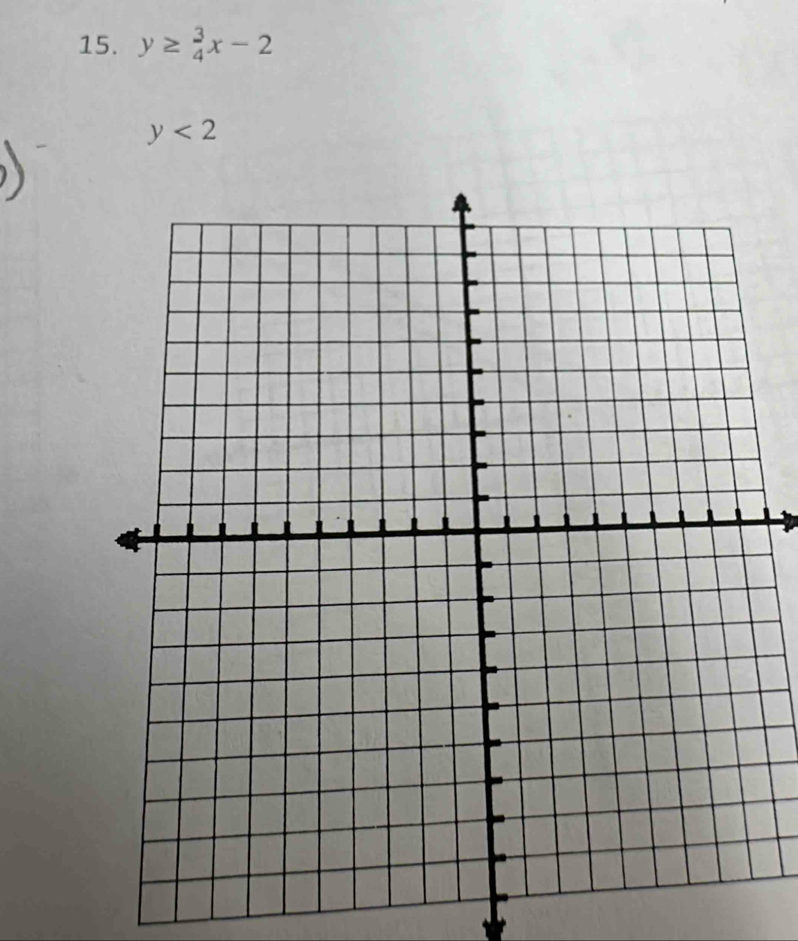 y≥  3/4 x-2
y<2</tex>