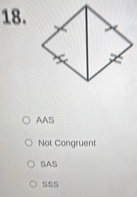 AAS
Not Congruent
SAS
sss